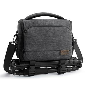 사진작가용 S-ZONE 카메라 가방 작은 크로스바디 숄더백 DSLR SLR 미러리스 케이스 삼각대 홀더 방수 지퍼 블랙