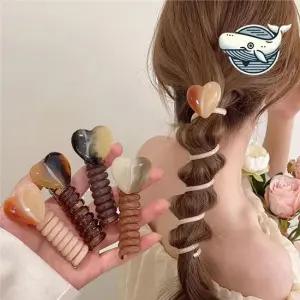 감각적인 하트 헤어링 포니테일 스타일링 머리끈 스프링헤어링 스프링머리끈