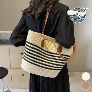 로프 스티치 컬러 숄더백 심플한 수납가방 여름가방 왕골가방 밀짚가방 여행가방 미니백