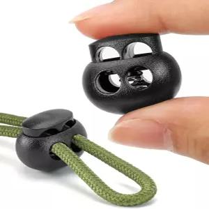 12개 코드 잠금장치 이중 구멍 원형 볼 플라스틱 스프링 엔드 스토퍼 패스너 슬라이더가 드로스트링용