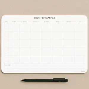 날짜가 지정되지 않은 월간 플래너 메모장 업무 조직 및 스케줄링을 위한 책상 캘린더 생산성 추적기 목표