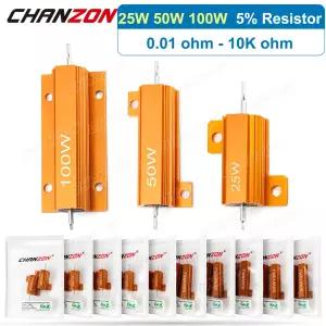 2Pcs 25W 50W 10W 권선 알루미늄 저항기 고전력 저항 0.01 0.5 1 2 3 4 5 6 8 10 16 20 25 50 75 1K 10K 옴