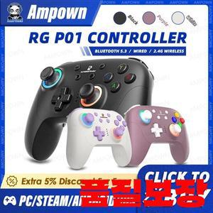 ANBERNIC RG P01 게임 패드 무선 컨트롤러 홀 트리거 조이스틱 매크로 키 스위치 PC 용 호흡 라이트 Androi