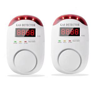 COLORWELL 가스 경보 프로판 감지기 - 가정용 플러그인 및 벽걸이형 LED 사운드/라이트 알람 LNG /LPG / 가연성 가스 청각 장애인 친화적인 2PCS 감지