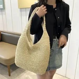 여성 여름 왕골가방 빅사이즈 수납지퍼 데일리 숄더백 라탄백 왕골가방 피크닉가방