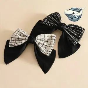 여성용 트위드 리본 헤어핀 고급스러운 데일리 자동핀 리본자동핀 심플한핀 가을머리핀