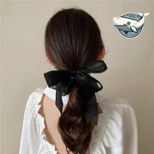 고급스러운 리본 긴 단발 헤어핀 블랙 컬러 반머리핀 단발머리핀 골프리본핀 골프리본