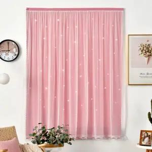 JPAR 붙이는 스타펀칭 찍찍이 암막커튼 핑크