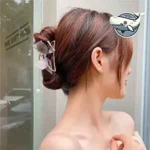 실버 리본 꽃 헤어 클립 반묶음 장식 핀 반머리핀 단발머리핀 골프리본핀 골프리본