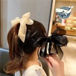 스타일리시 리본 헤어핀 긴머리 소녀 매력미용 반머리핀 단발머리핀 골프리본핀 골프리본