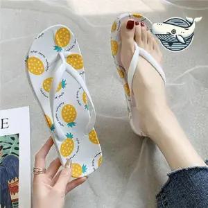 여름 파인애플 무늬 플리플랍 슬리퍼 여성용 쪼리 플립플랍 여성슬리퍼 쪼리샌들