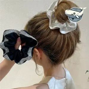 큐빅 장식 헤어 밴드 여성용 당고 스타일 곱창 곱창머리끈 곱창밴드 헤어끈고무밴드