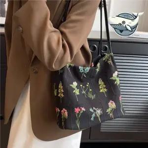 꽃 자수 면 숄더백 데일리 가방 여성 대학생 보부상가방 여성숄더백 천가방 20대여자가방