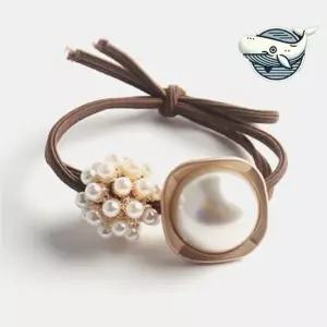 예쁜 진주 헤어 끈 세련된 머리 매듭 고무줄 고무줄 머리고무줄 당고머리 진주머리끈