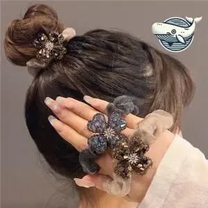 화려한 큐빅 헤어 밴드 2개 귀여운 당고 곱창머리끈 곱창밴드 곱창끈 똥머리밴드 당고머리