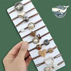 스타일리시 포니테일 머리끈 헤어 고무줄 10개 똥머리 머리방울 헤어끈 헤어고무줄