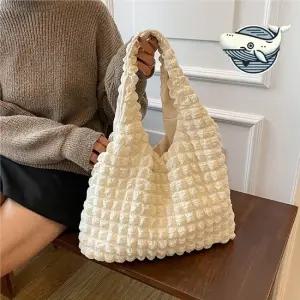 여성 수납 편한 데일리 숄더 패브릭 가방 구름백 구름가방 보부상가방 패딩가방 퀄팅백