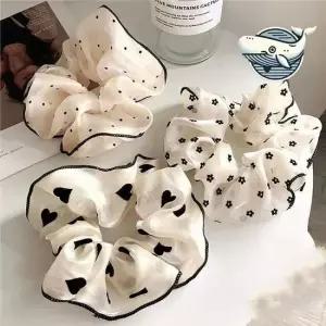 스타일리시 시스루 리본 곱창 헤어액세서리 3개 곱창머리끈 곱창밴드 곱창끈 똥머리밴드