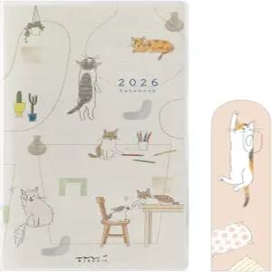 리 포켓 다이어리 2026 슬림 월간 북 고양이 패턴 22362006 (2026년 월부터 시작)