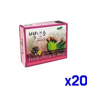 WL 프레쉬 백년초 미용비누 x20개 세안비누 고체비누