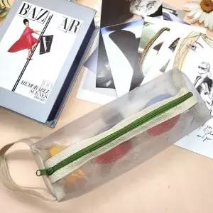 화장품파우치 메쉬 파우치 수납가방 여행용 망사 핸들 중형