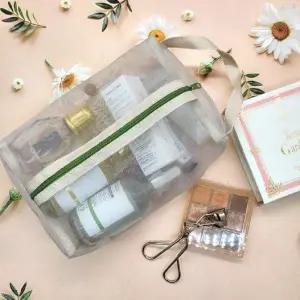 망사 메쉬파우치 사각 파우치 메쉬 매쉬 대형 핸들