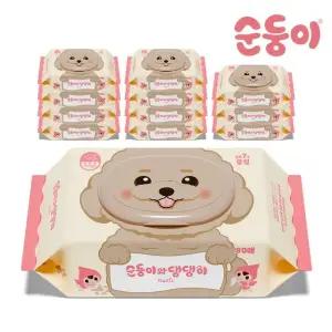 순둥이 댕댕이 베이직 강아지 물티슈 캡형 80매 12팩