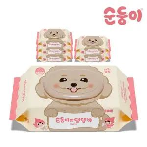 순둥이 댕댕이 베이직 강아지 물티슈 캡형 80매 6팩