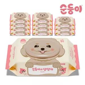 순둥이 댕댕이 베이직 강아지 물티슈 캡형 80매 12팩