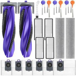 블루비스크 21 팩 교체 액세서리 부품: 나르왈 플로우 부품용 롤러 브러시 2개 모프 힙 4개 더스트 백 6개 사이드 1개 포함 로봇 진공 부품