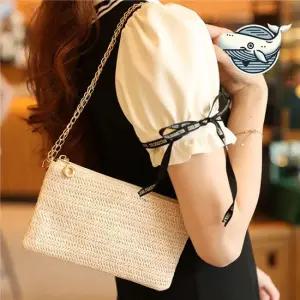 트렌디 여름 숄더 백 체인 크림 크로스백 라탄숄더백 여름라탄가방 가벼운숄더백