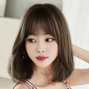 [셀러에이드]C컬 중단발 매트브라운 통가발