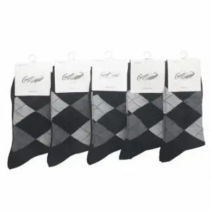 크로커다일 남성 아가일 정장 양말 블랙 5켤레