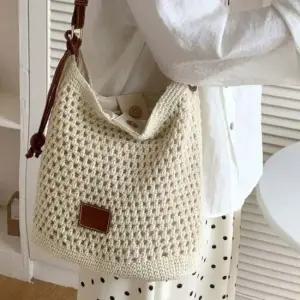 여성 예쁜 펀치 디자인 면사 그물 데일리 숄더백