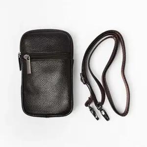 사각 크로스백 다크브라운 미니 사각 여행 소가죽