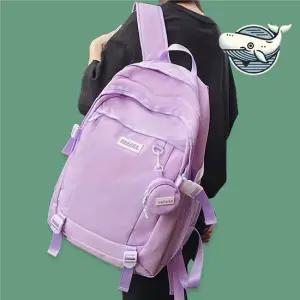 트렌디 실용 대형 학생백팩 캐주얼 가방 퍼플 여성백팩 여자백팩 대학생백팩 가벼운백팩