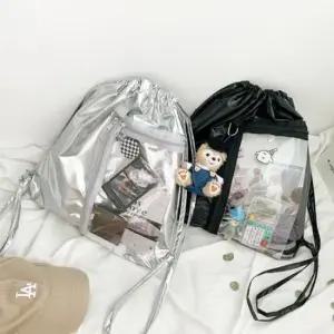 투명포켓 데일리백 캐주얼 PVC 스트링 백팩 가방