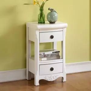 나르본 화이트 원목 엔틱 2단전화대/받침대고전고가구