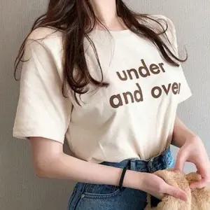 반팔 포인트 티셔츠 디자인 데일리반팔티 영문 여성반 기본 여성반팔티 라운드티셔츠 데일리반팔티