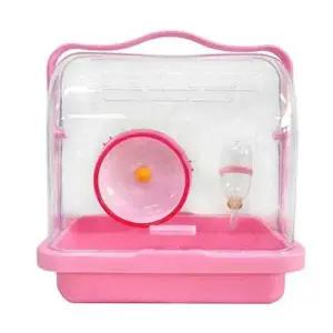 햄스터 멀티 하우스 핑크 1P 쳇바퀴 물통 이동장-WD4D7EC