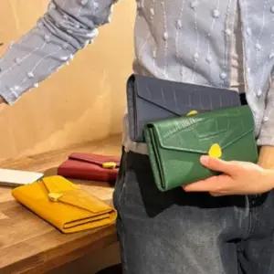 여성 가죽 장지갑 소가죽 지폐 카드 지퍼 손 지갑