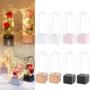 5/10개 투명 장미꽃 상자 클리어 플로리스트 꽃 포장 DIY 웨딩 생일 발렌타인데이 어머니의 날 선물