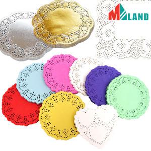 도일리페이퍼 (원형/하트/사각) 100장 컵받침 선물 도시락 포장 홈파티 용품 칼라 화이트 종이레이스