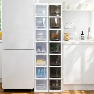 모던 슬림 틈새 서랍장 7단 220 플라스틱 수납장 바퀴별매