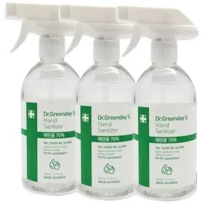 닥터 그린데이 에스 뿌리는 손소독제 500ml 에탄올70% 3개세트 스프레이 의약외품