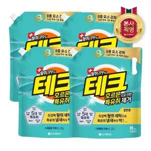 [엘지생활건강]테크 호르몬 특유취 제거 실내건조 액체세제 일반 리필 2L X 4개