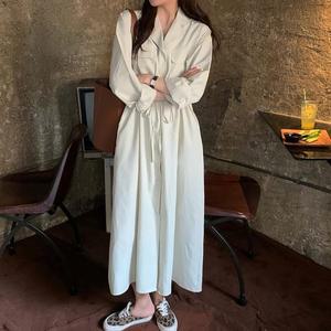 [디작소]여성 가을 라브 스트랩 롱 셔츠원피스 드레스