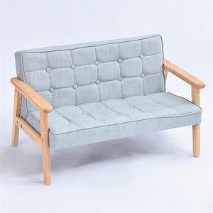 우든패브릭소파-2인(애쉬블루) 어린이집 유치원 유아의자 어린이의자