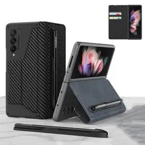 갤럭시 Z폴드 5 4 3 카드지갑 펜 홀더 가죽 폴더 케이스