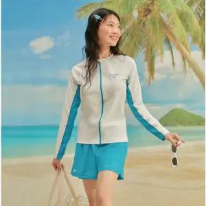 [레노마수영복](하남점)*지퍼백 폴리백 증정*여성 배색 래쉬가드 세트 화이트 RN-LS2E922-WH